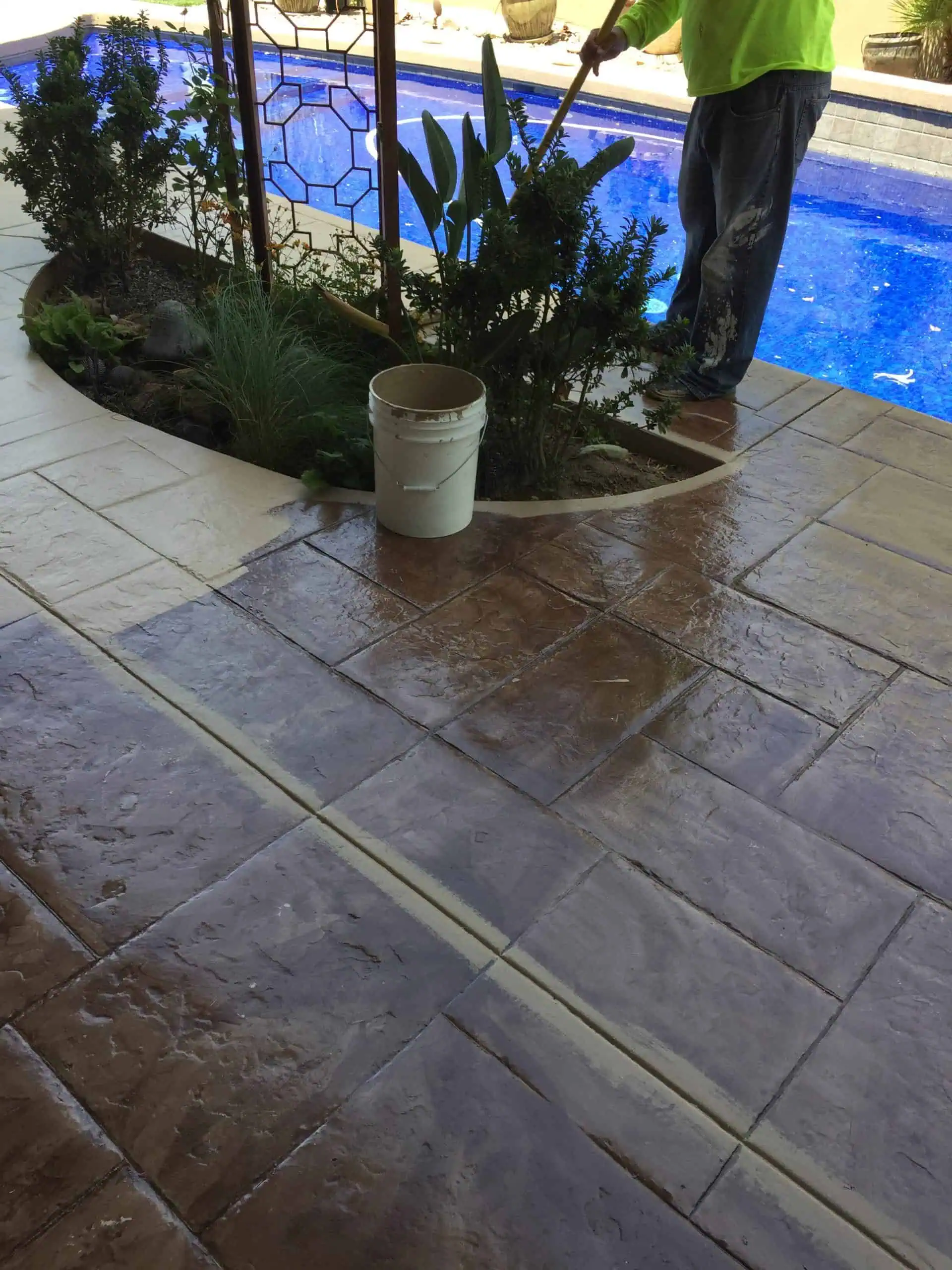 Pool Deck Stain Restoration Progress